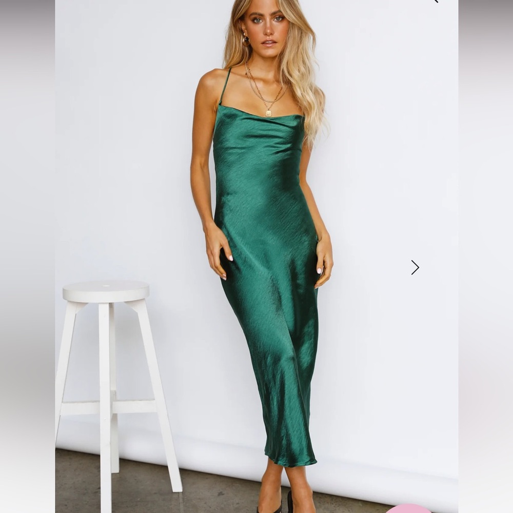 Hello Molly Green Slip Midi Dress - wedding guest/formals